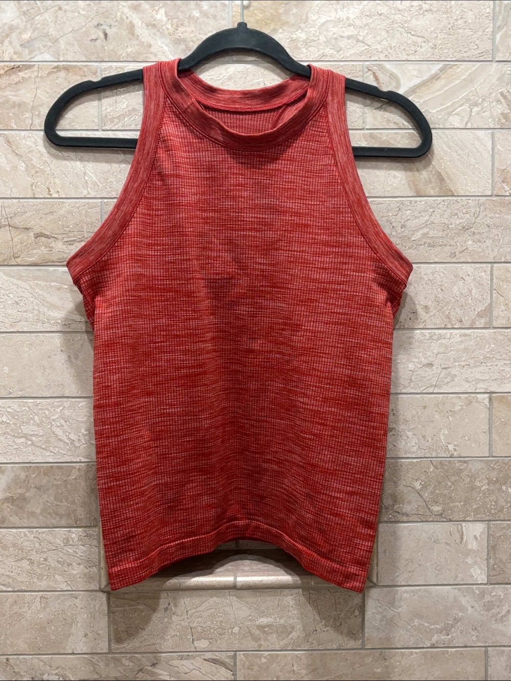 Athleta Red Ribbed High-Neck Racerback Tank